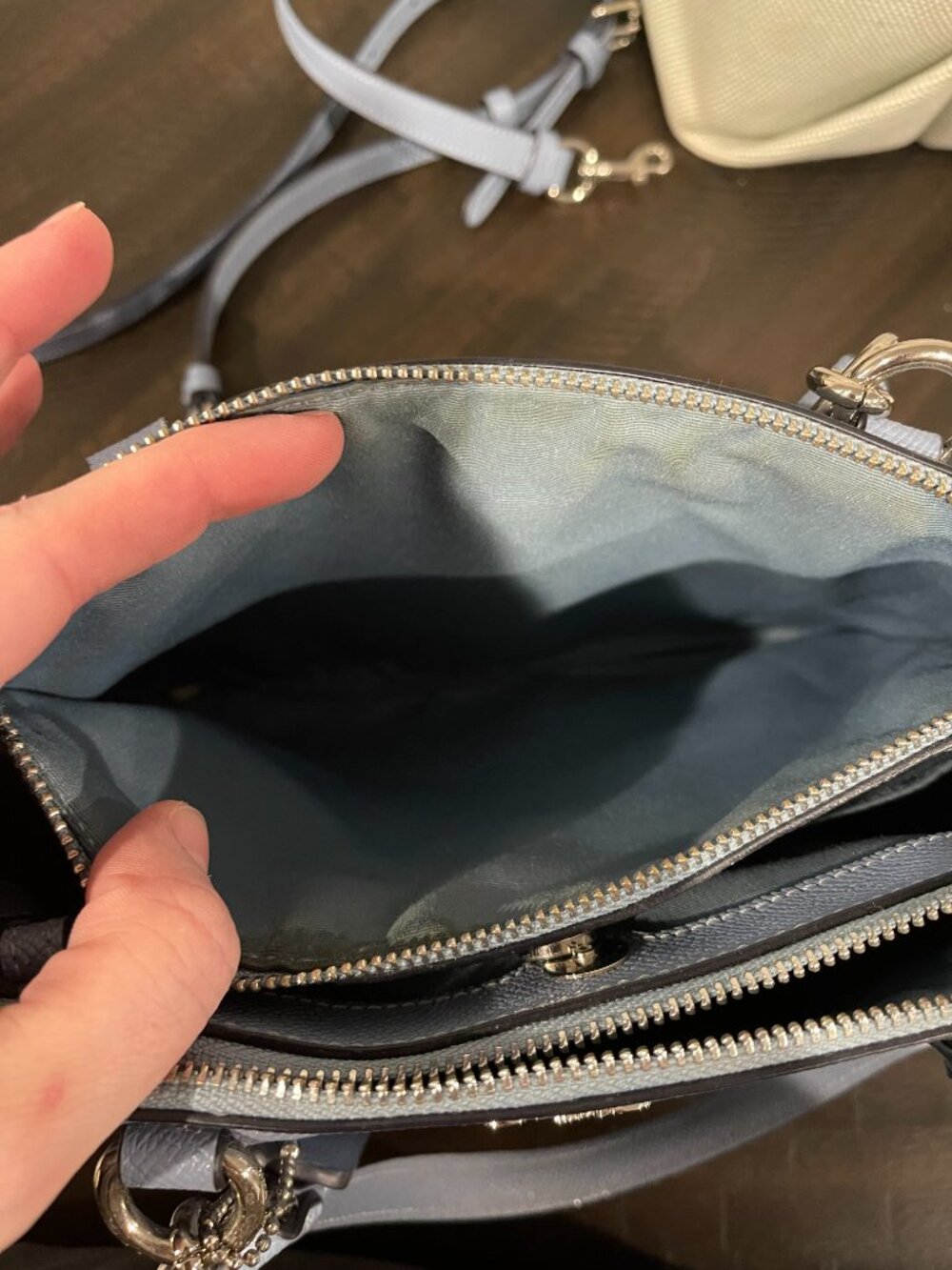 Coach Leather Mini Brooke Blue Carryall - Picture 9 of 10